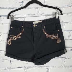 Topshop Black High Rise Denim Shorts